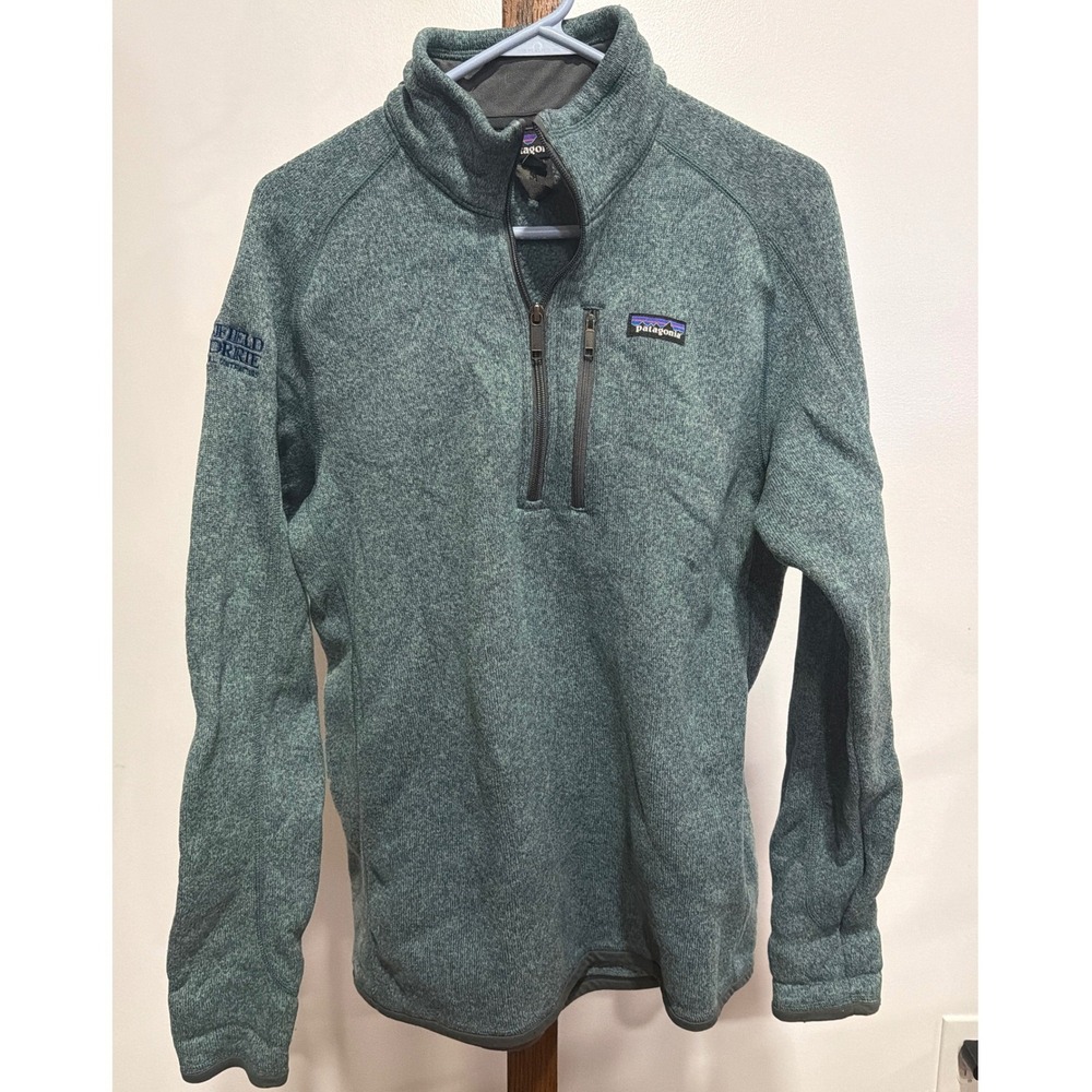Patagonia Better Sweater 1/4 Zip Pullover Mens L Green Teal Fleece Embroidered